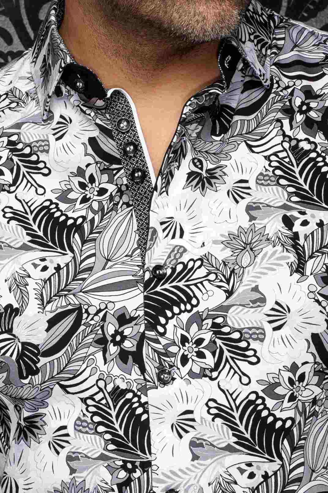 Chemise extensible sport manches longues AU NOIR (WHITE/BLACK - 262862) MODÈLE: OSAKA