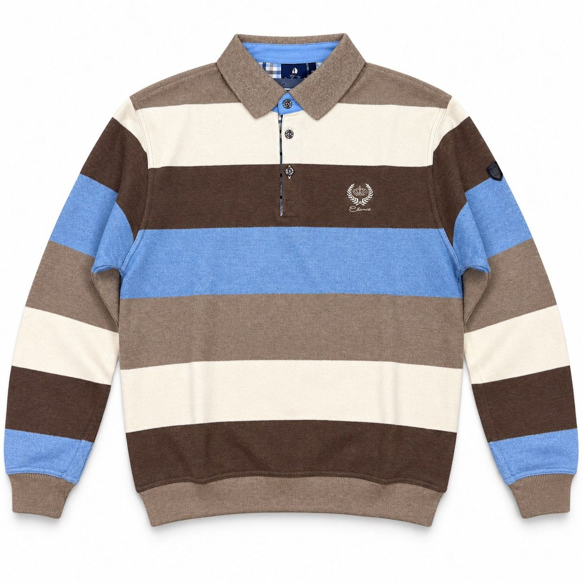 POLO MANCHES LONGUES ETHNIC BLUE (BEIGE - 262901) MODÈLE: 9029A