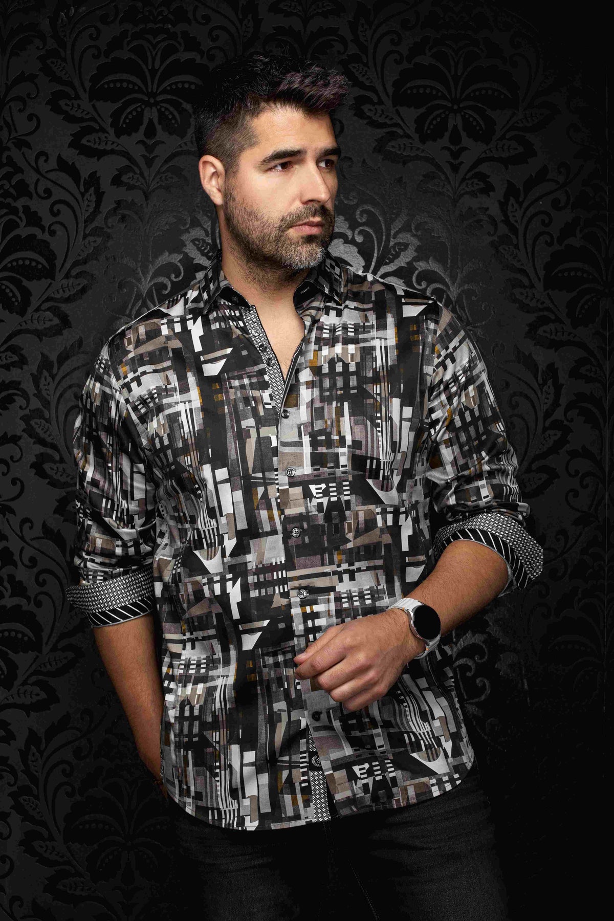 Chemise sport manches longues AU NOIR (NOIR - 262920) MODÈLE: KENDRICK