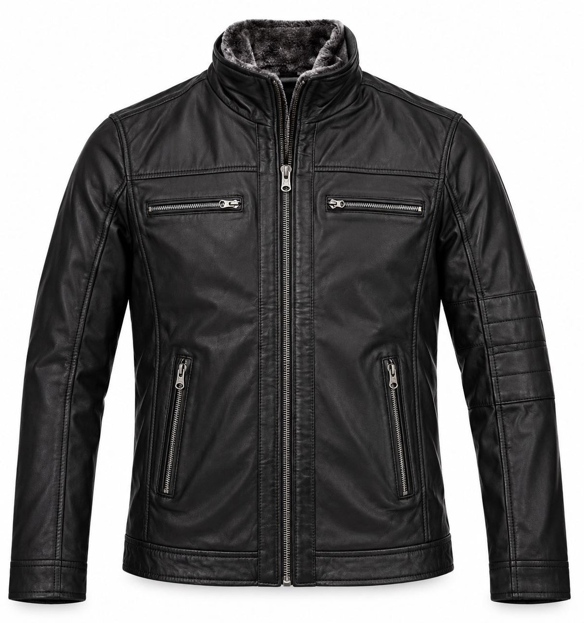 Manteau en cuir noir J.GRILL (NOIR - 262923) MODÈLE: 3203-VINTAGE