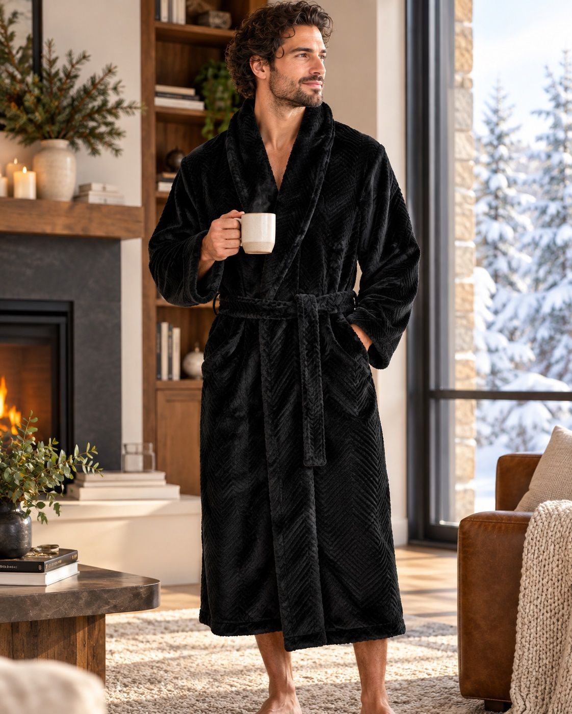 Robe de chambre à col chale MAJESTIC (001-NOIR - 262934) MODÈLE: 13224110