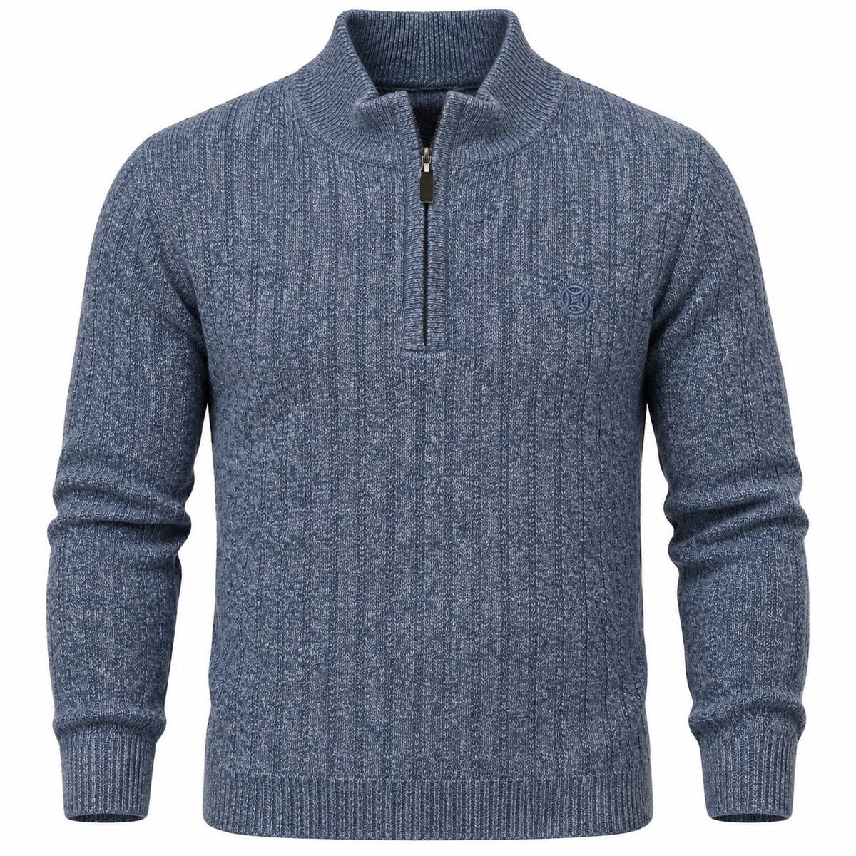 Chandail tricot col montant à zip FELLOWS UNITED (116-MID BLUE - 262973) MODÈLE: 62-1110-116