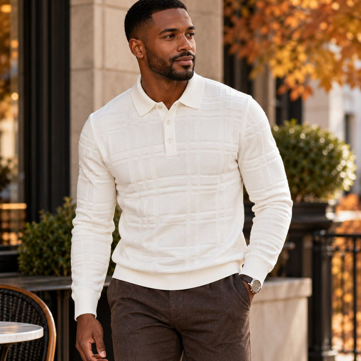 Polo en tricot manches longues POINT ZERO (EGGSHELL - 262981) MODÈLE: 7663698