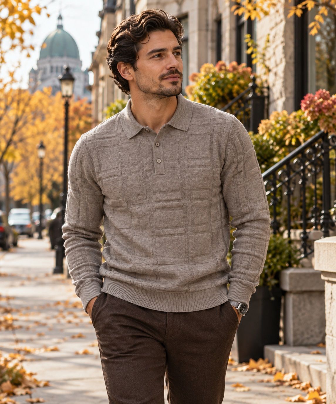 Polo en tricot manches longues POINT ZERO (CASHEW/CAMEL - 262981) MODÈLE: 7663698