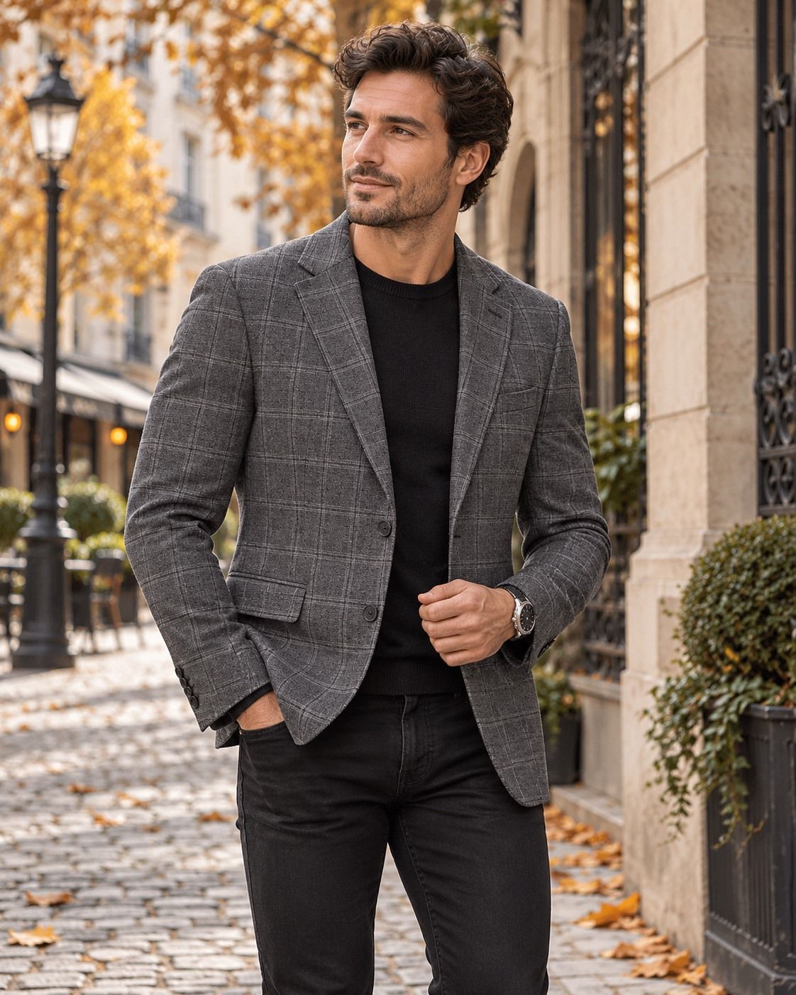 Veston à carreau CALVIN KLEIN (0441-GRIS - 263015) MODÈLE: MYUR17AX