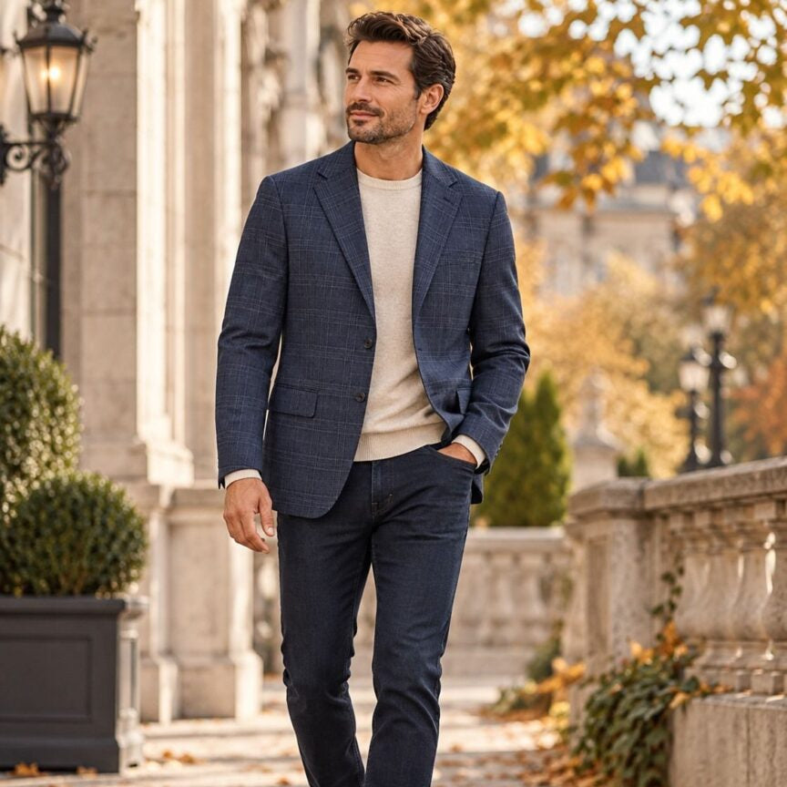 Veston à carreau CALVIN KLEIN (0414-BLEU FONCÉ - 263015) - Modèle: MYUR17AX