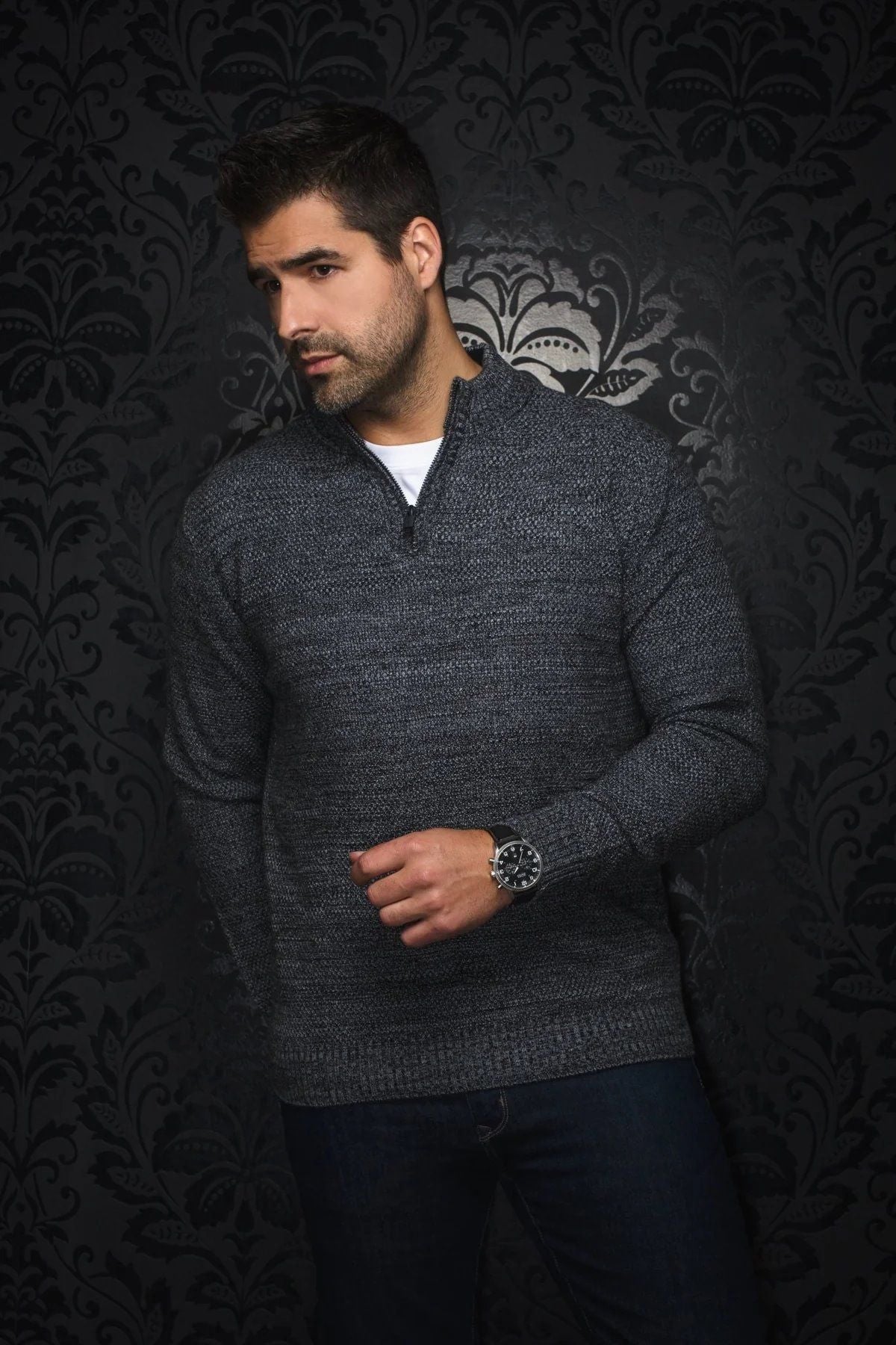 MOCK ZIP AU NOIR (GRIS - 263037) MODÈLE: VOGAR_QZ
